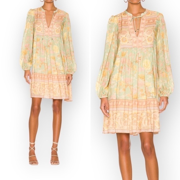 NWT Spell And the Gypsy Butterfly Boho Tunic Dress, Size M, Botanical pastel - Picture 1 of 15